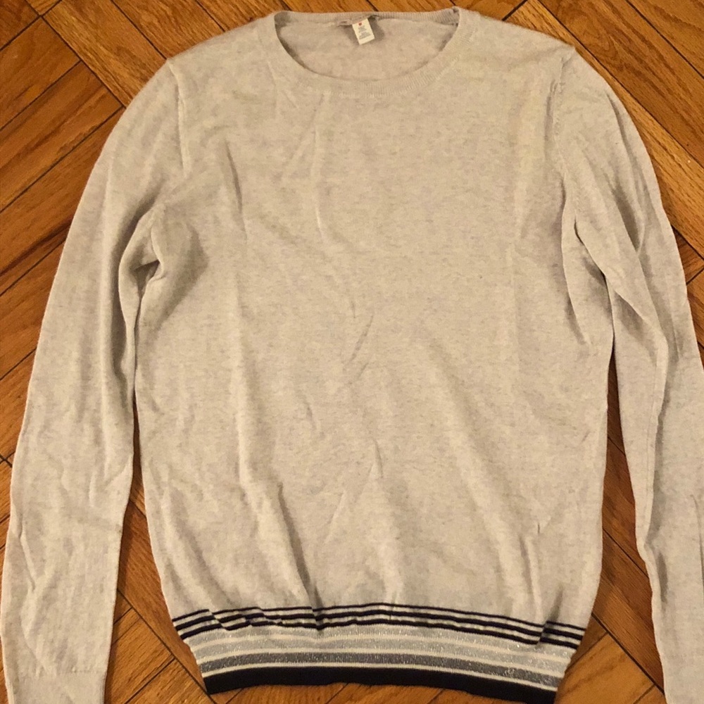 Gap Sweater, Gray with black / glitter stripes, M